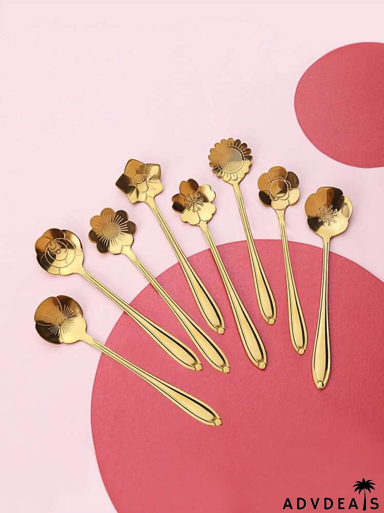 6pcs Random Stainless Steel Flower Spoon
