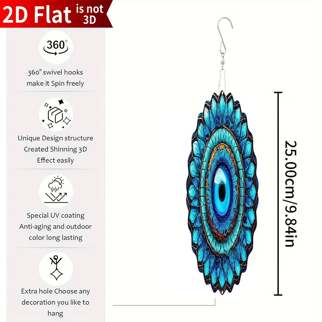 Mandalas Hanging Wind Spinner 360 Degree Rotating 3D Garden Wind Spinners 10-Inch Hanging Wind Catcher Art Gift for Home Garden Halloween Christmas (05)