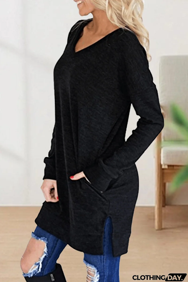 Casual Solid Solid Color V Neck T-Shirts