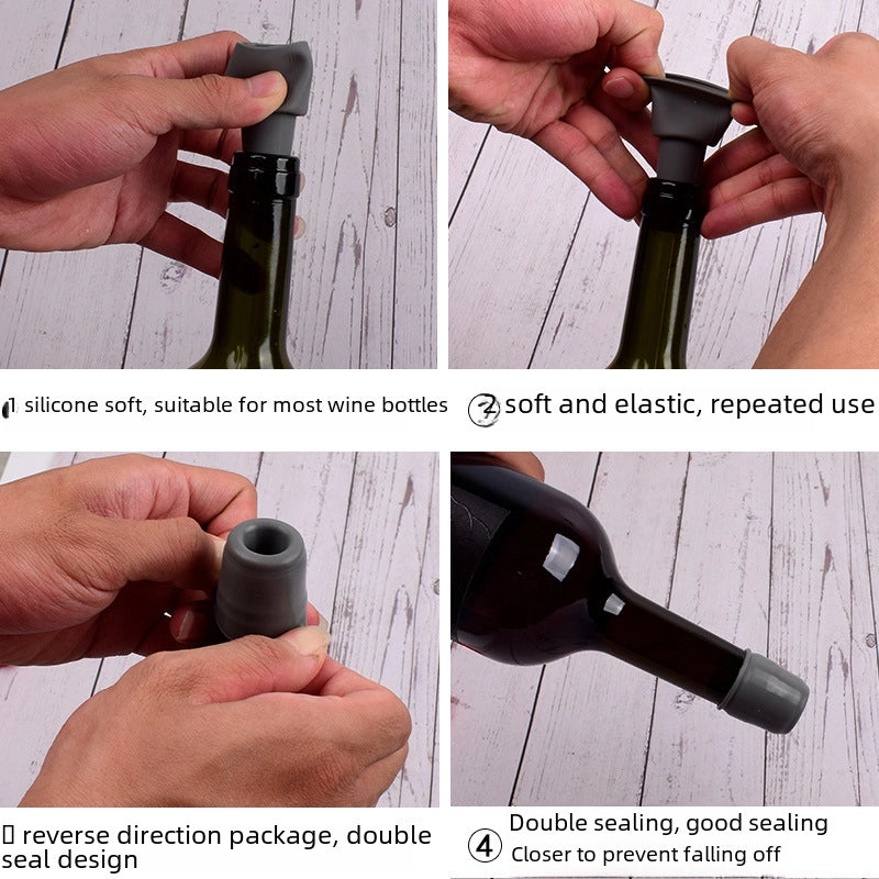 Silicone Tape Handle Red Wine Stopper Wine Silicone Double Seal Anti-falling Bottle Stopper Fresh Wine Stopper High Temperature Resistant