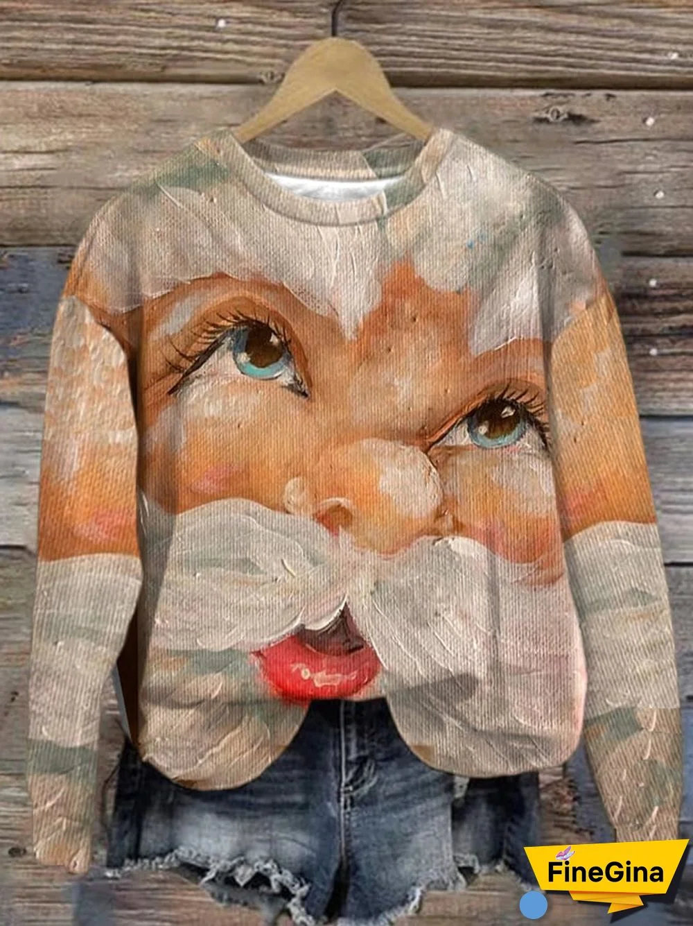 Women's Christmas Vintage Print Long Sleeve Sweatshirt