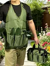 9-Piece Oxford Cloth Work Apron with Multiple Pockets Garden Tool Storage Apron for Gardening in Flower Beds Vegetable Patches