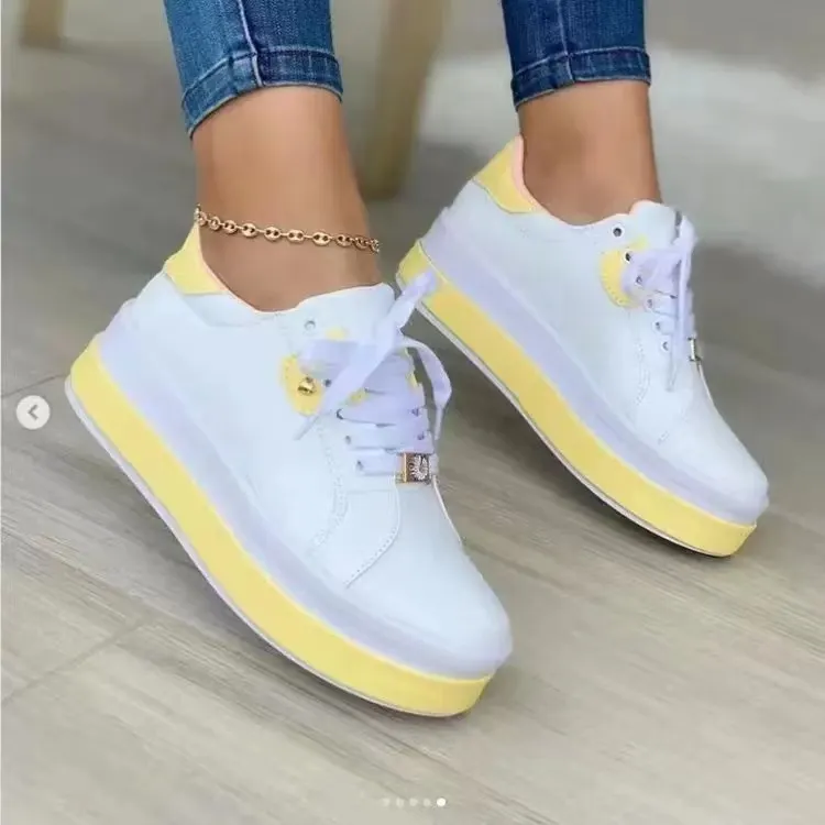 Breakj Breakj Spring And Summer New Women's Shoes Thick-Soled Shoes Lace Small White Shoes Low Casual Shoe Leather Large Size