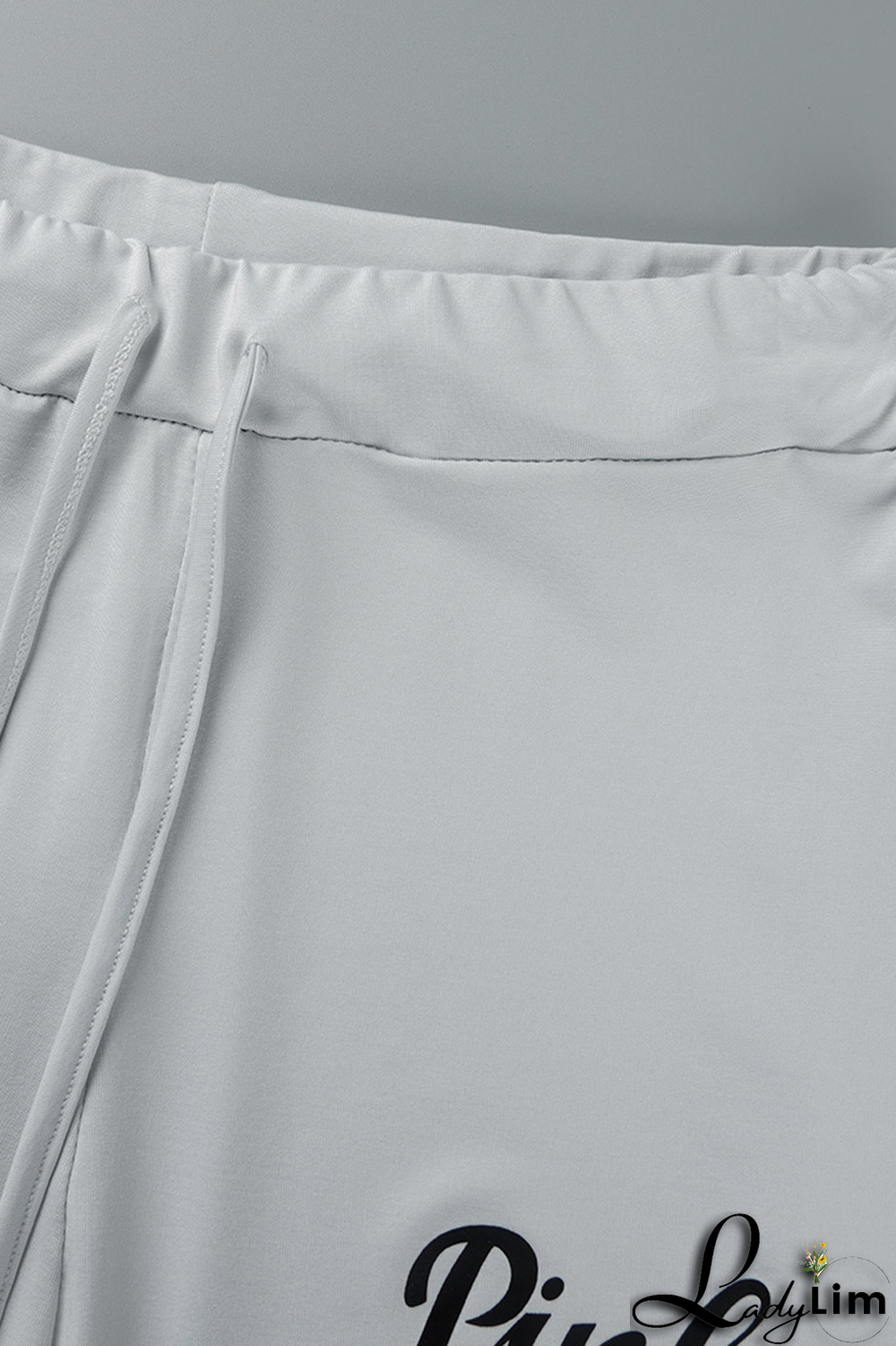 Gray White Fashion Print Patchwork One Shoulder Long Sleeve Two Pieces