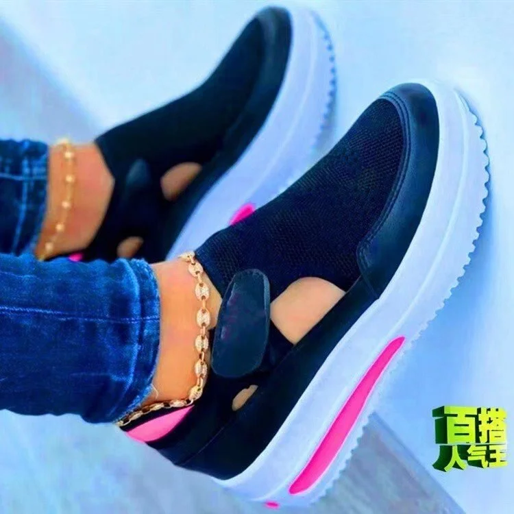 Qengg New Flats Shoes Platform Sneakers Women Sport Wedges Fashion Ankle Casual Running Female Spring Autumn Designer Mujer Shoes