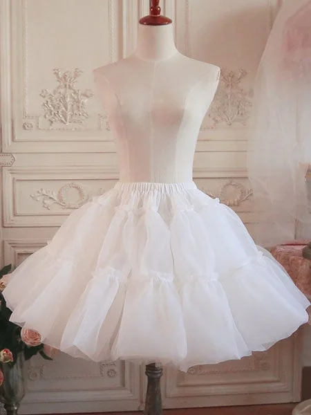 White Lolita Petticoat Skirt Layered Ruffles Voile Underskirt Girls Tutu Skirt Novameme
