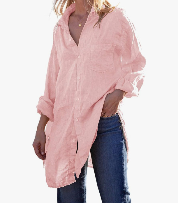 Mature Women Long Shirt Loose Beach Bikini Cover Up Women Casual Beachwear