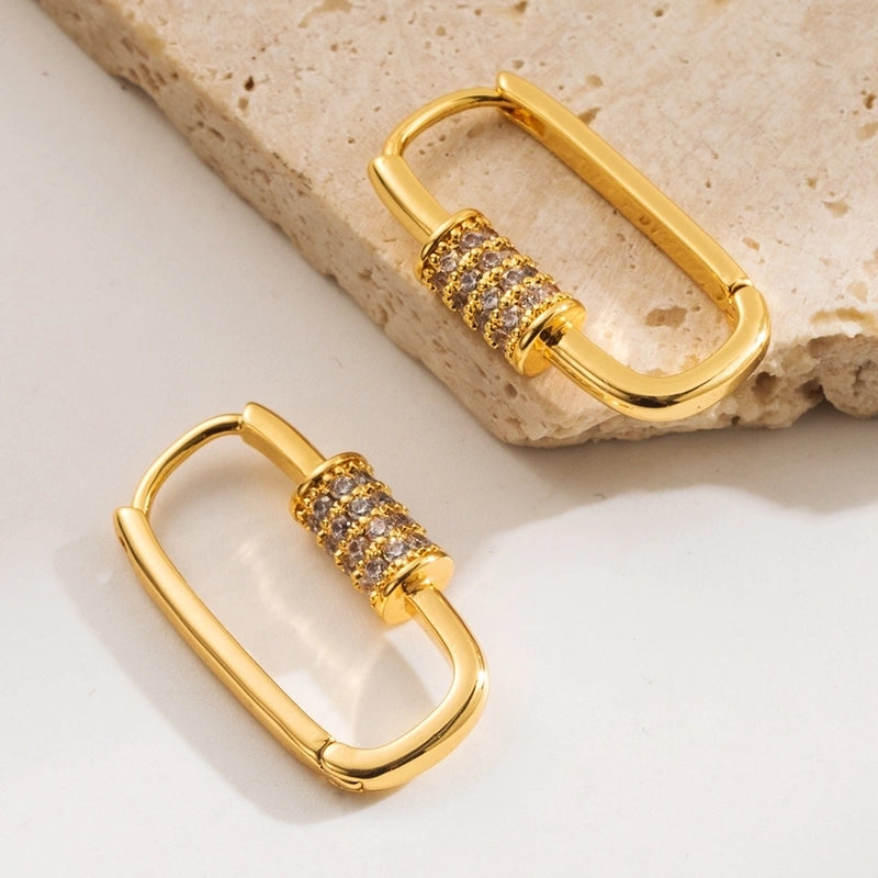 1 Pair Casual Elegant Classic Style Geometric Inlay Copper Rhinestones Earrings