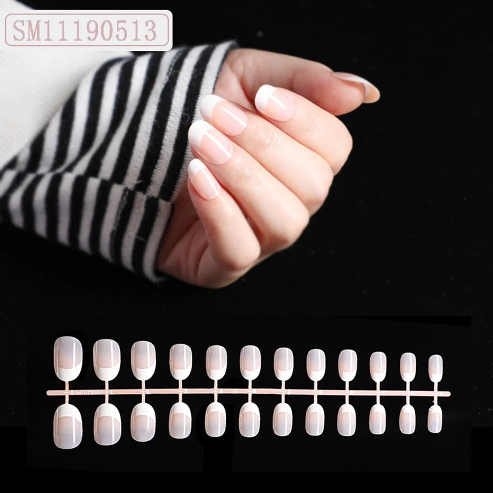 1set/24pcs French Fake Nails Matte /UV False Nail Detachable tips Nail Extension Manicure Art Press On Fake False Nails Beauty-Nail Inspo