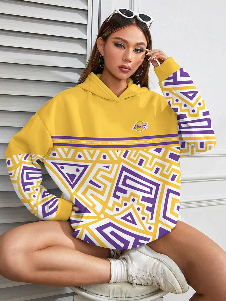 Los Angeles Lakers Printed Hooded Pocket Pullover Hoodie