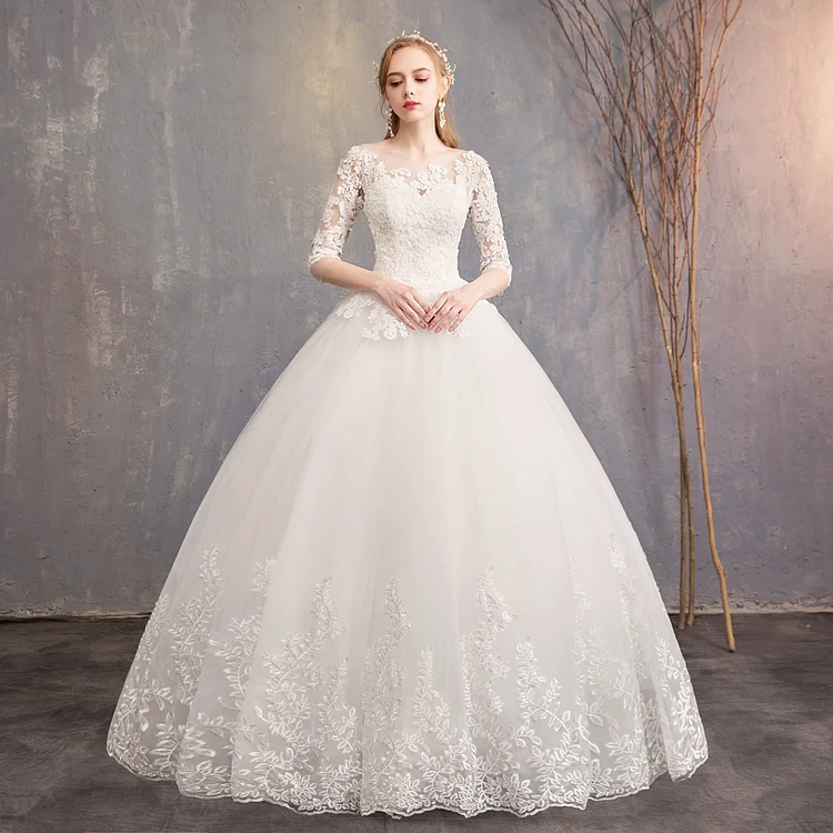 Women's Evening Dress Ball Gown Princess Quinceanera Wedding Dresses Slimming Tulle Tutu Dress Off-Shoulder Simple Floor-Length Wedding Dress