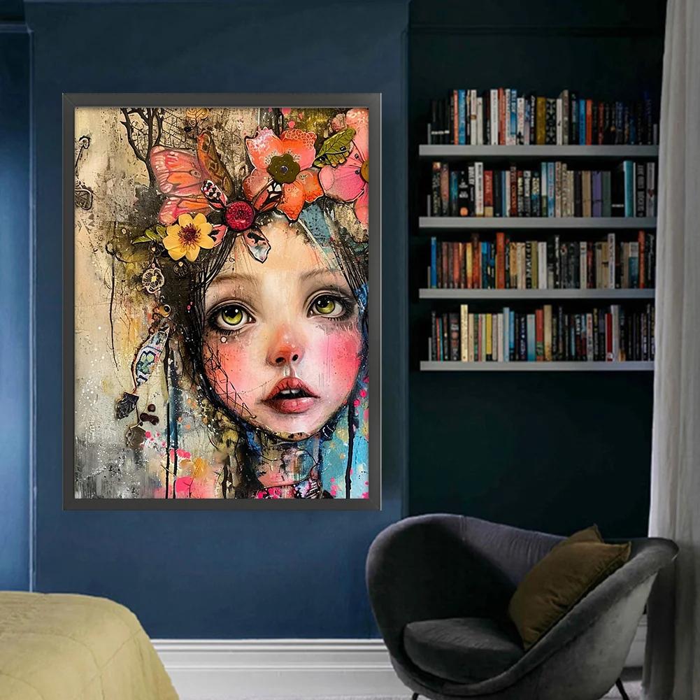 11CT Full Stamped Cross Stitch - Girl(Canvas|45*60CM)