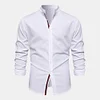 2023 Fashion Solid Color Stand Collar Casual Long Sleeve Cotton and Linen Shirt