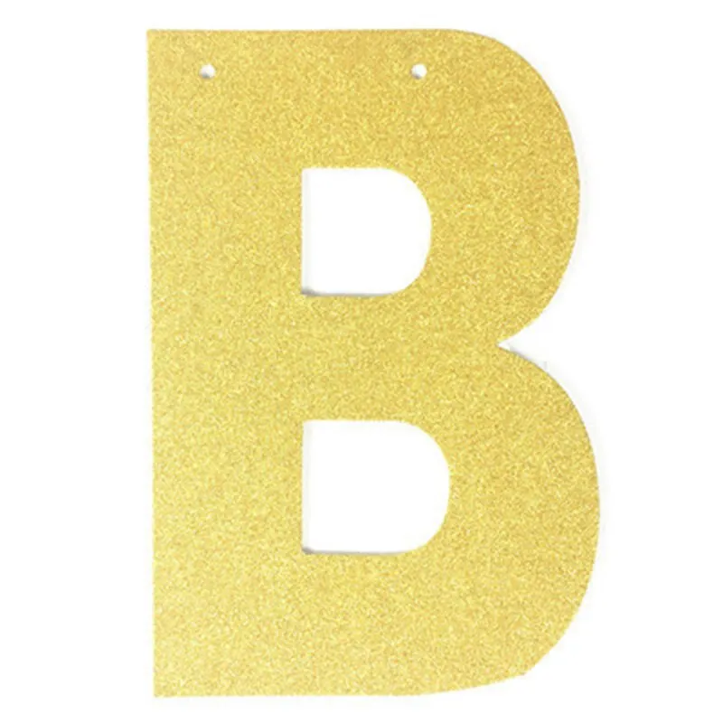 1Pcs/lot 13cm Personalized DIY Gold Glitter Paper Letter Banner Hanging Flags for Wedding Birthday Party Festival Decorations