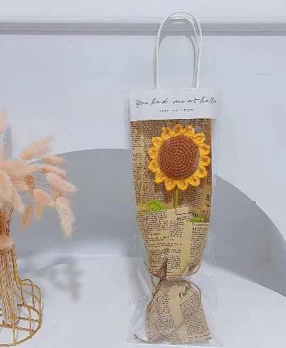 Lulusnow Handmade Yellow Sunflower Crochet Flowers Bouquet Graduation Gift/Teacher Appreciation Gift