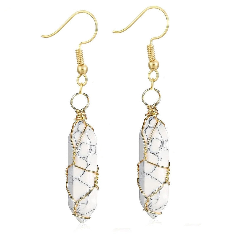 1 Pair Casual Minimalist Geometric Natural Stone Crystal Iron Drop Earrings