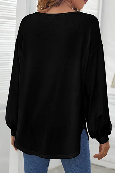 Casual Solid Buckle O Neck Tops(3 Colors)