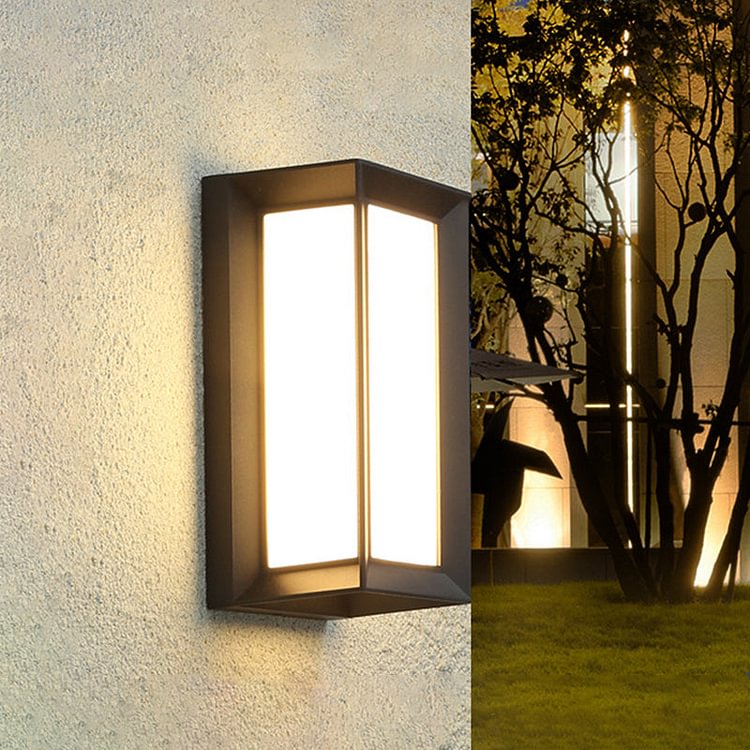 Lodges Cuboid Box Wall Sconce Milky Glass LED Wall Mounted Lamp in Black for Corner, Warm/White Light
