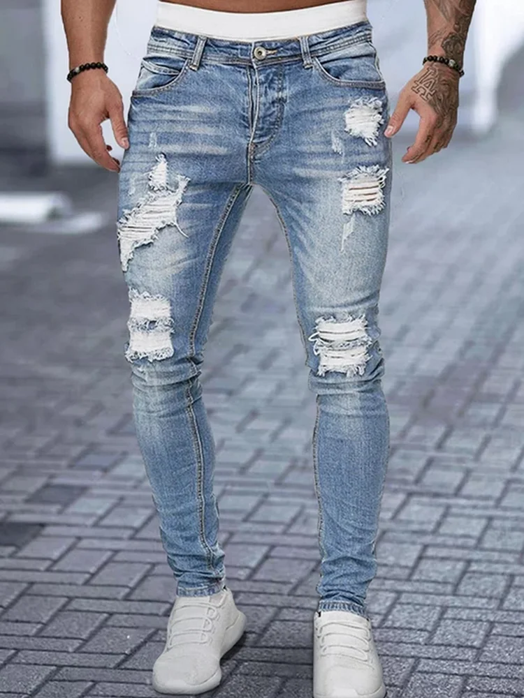 BrosWear Casual Beggar Style Solid Color Jeans