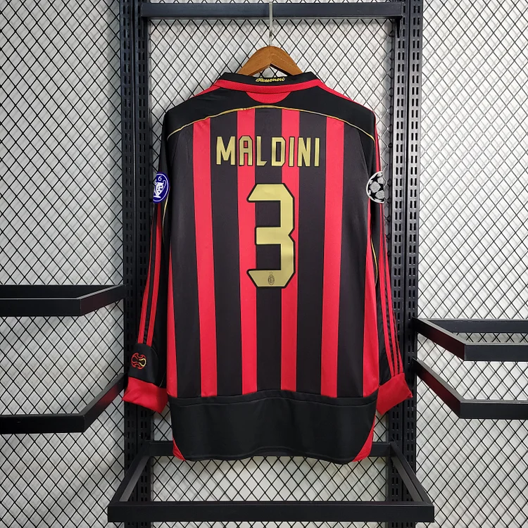 AC Mailand Paolo Maldini 3 Langarm UCL Retro Home Trikot 2006-2007