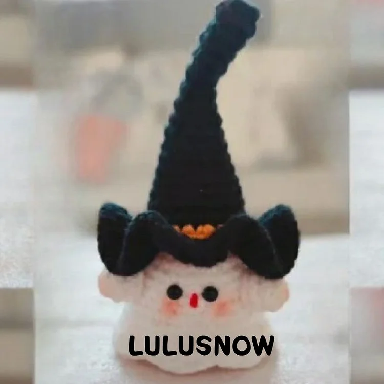 Lulusnow Handmade Black Halloween Amigurumi Ghost Black Hat  Crochet Key Pendant Bag Accessories Key Pendant