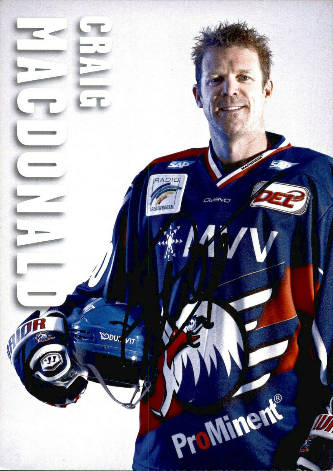 Craig MacDonald SIGNED 4.25 X 5.87 TEAM POST card 12/13 DIE ADLER MANNHEIM