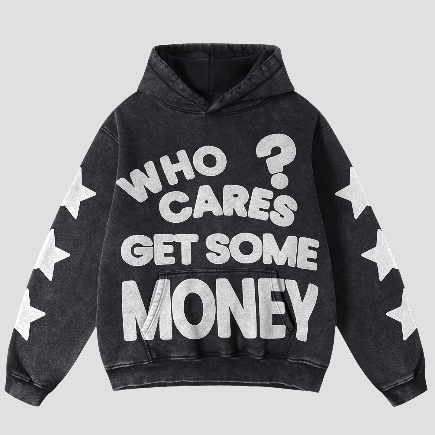 Vintage Chasing Money Graphic Acid Washed Oversized Hoodie - SOPULA