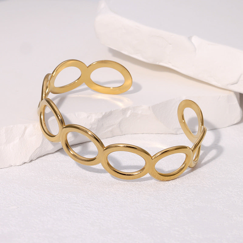 Simple Chain Bracelet Open Stainless Steel Cold Style Surface Personality Fashion Gold-Plated Bracelet