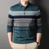 Long casual striped polo shirt