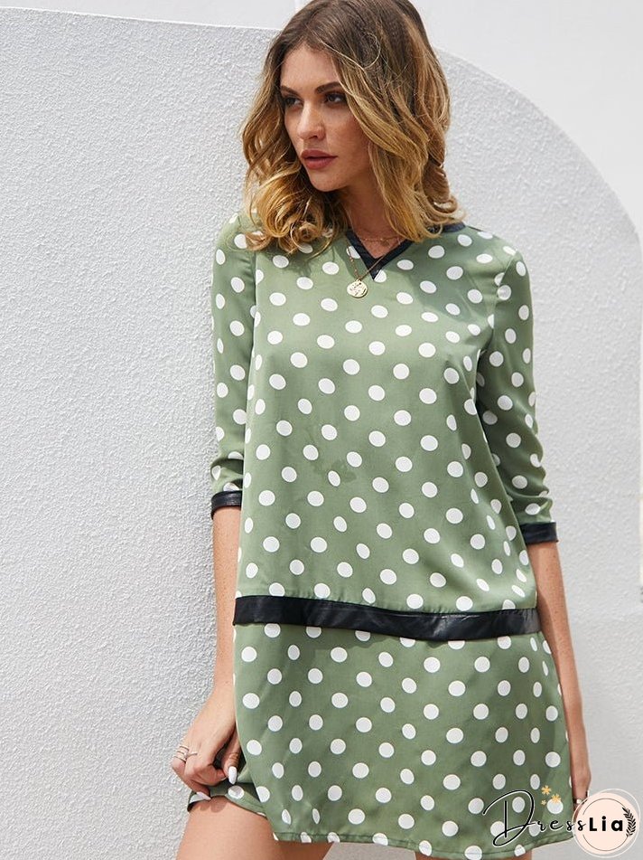 Round spotted pattern long dress