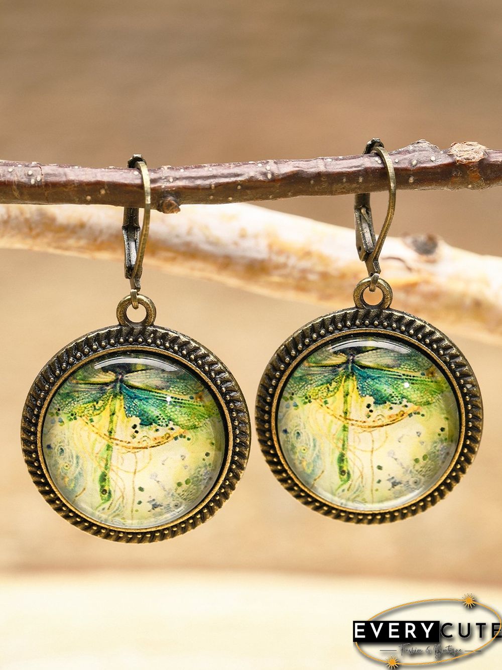 Casual Transparent Gem Dragonfly Earrings T-Shirt/Tee Matching