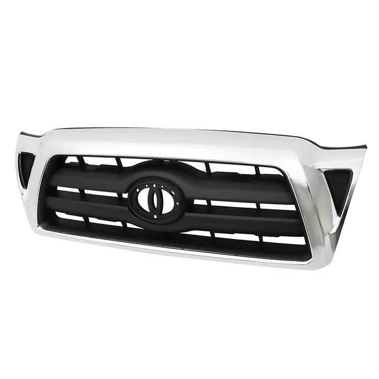 SEBLAFF Front Grille Bumper Upper Grill Chrome Frame Black Insert Replacement for 2005-2011 Tacoma 5310004360
