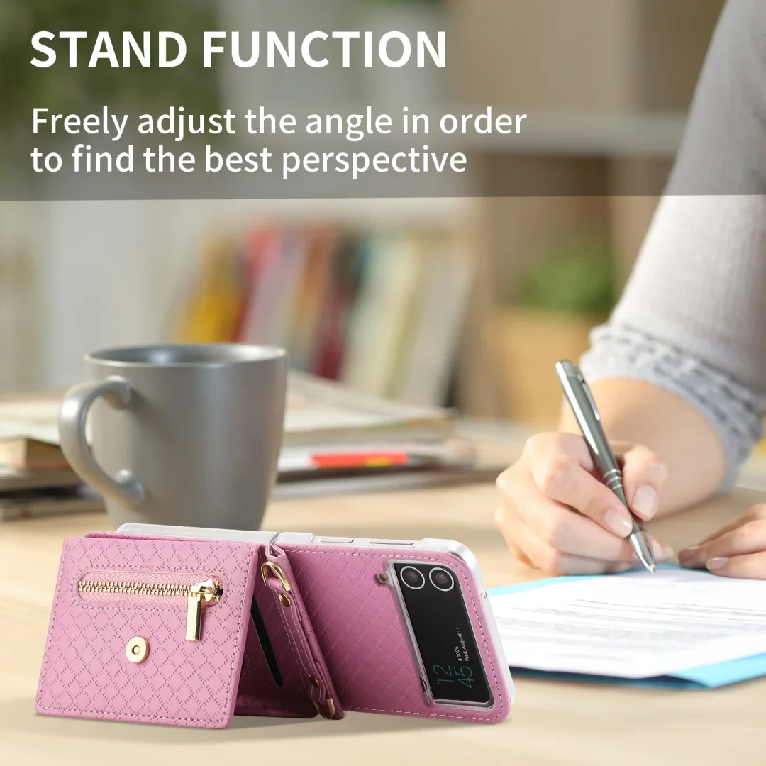 Applicable To For Samsung ZFlip3/ZFlip4 Fold-Screen Card Leather Phone Case