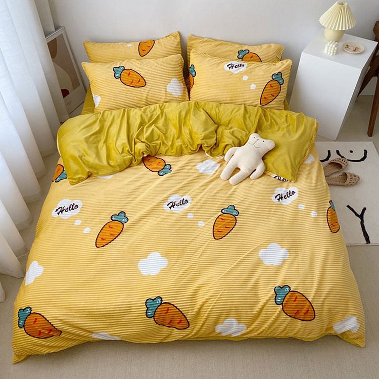 Bedding Set Four Pieces Coral Fleece  - Modakawa Modakawa