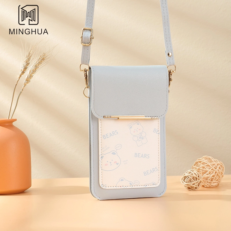 Women’s PVC Solid Color Elegant Streetwear Square Buckle Phone Wallets