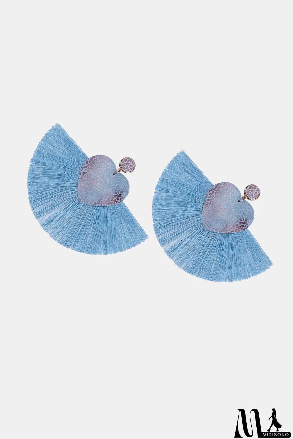 MidiSono - Heart Shape Fringed Dangle Earrings