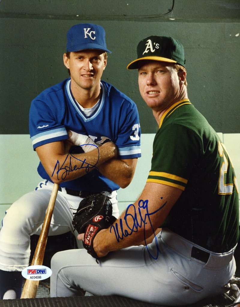 Mark Mcgwire Kevin Seitzer Psa Dna Coa Autographed 8x10 Photo Poster painting Hand Signed