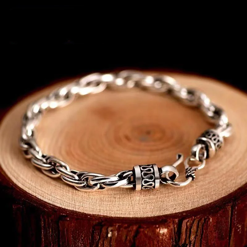 Men's 925 Sterling Silver Delicate Textured Bracelet