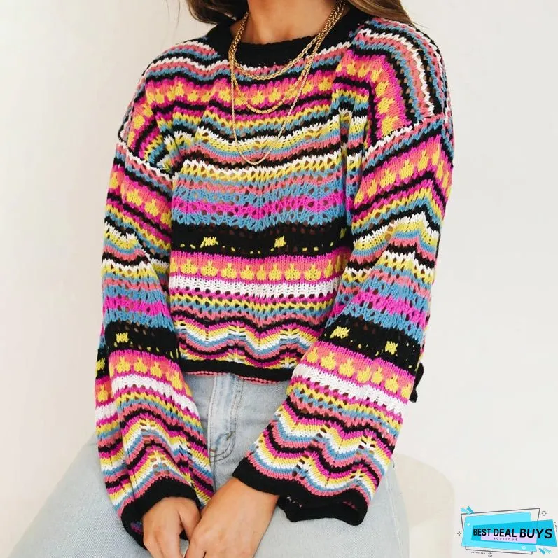 Colourful Striped Knit Sweater