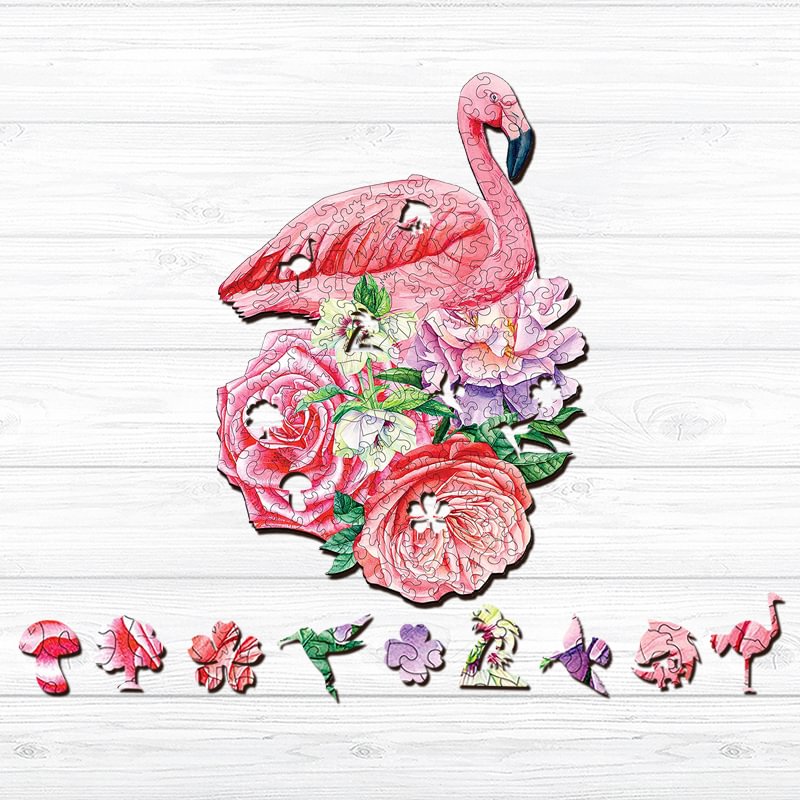 Jeffpuzzle™-JEFFPUZZLE™ Rosy Flamingo Wooden Puzzle