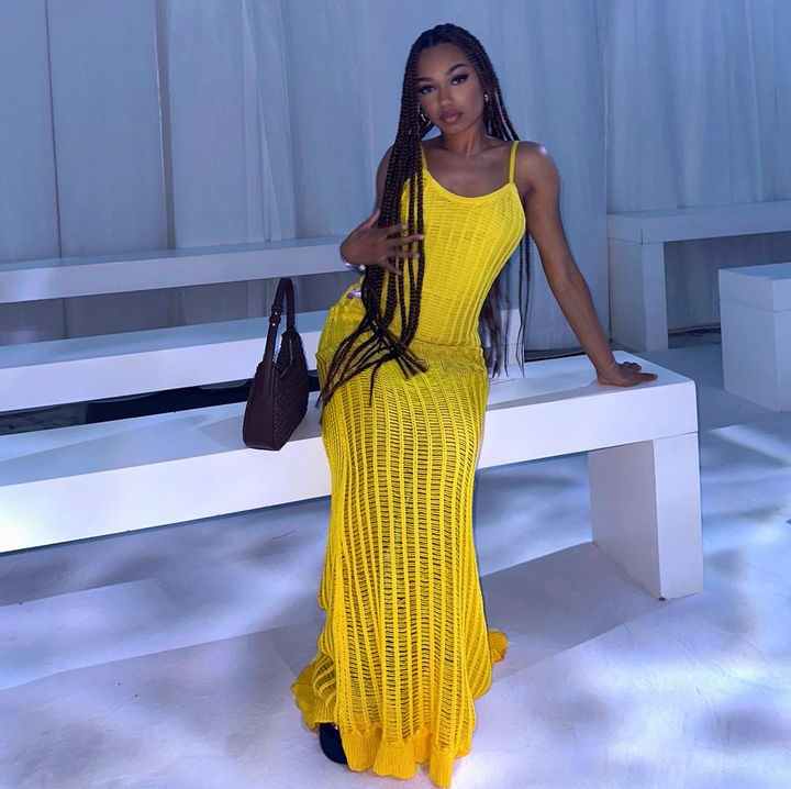 Ootddress Ruffled See-Through Backless Halter Dress Female Sleeveless Hollow Out High Waist Elegant Gown Spaghetti Women Maxi Dress