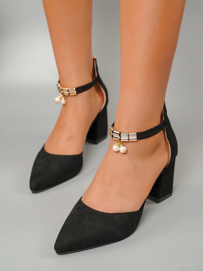 Pearl Pendant Metal Buckle Pointed High Heel Sandals CS51- Fabulory
