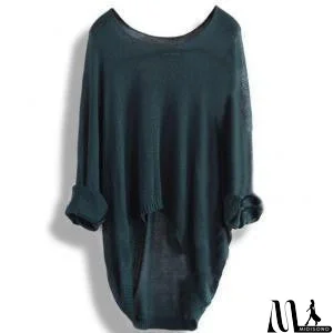 MidiSono - Long-Sleeved Knit Blouse Knit Shirt Hollow