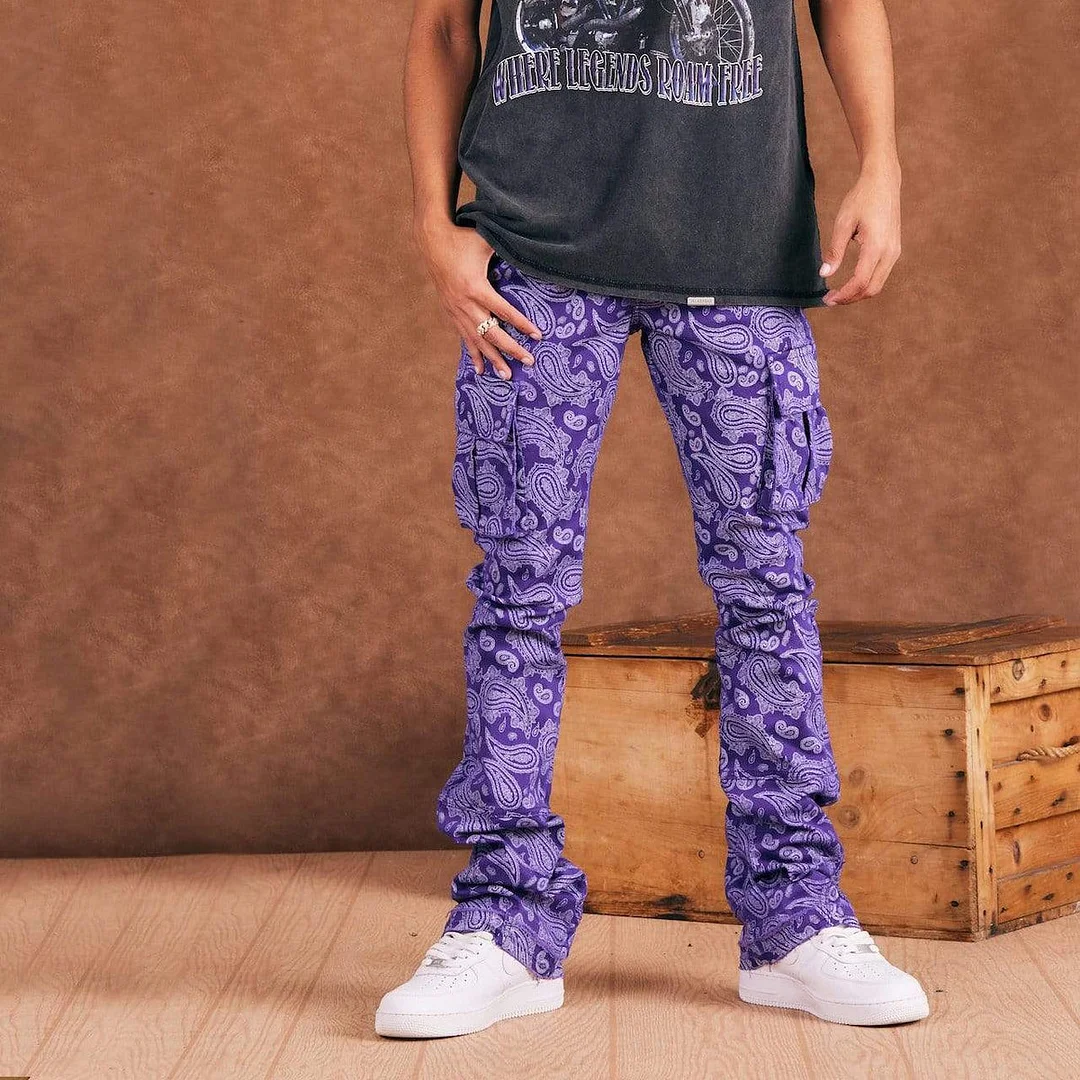 Fashion personality street style cashew flower trousers