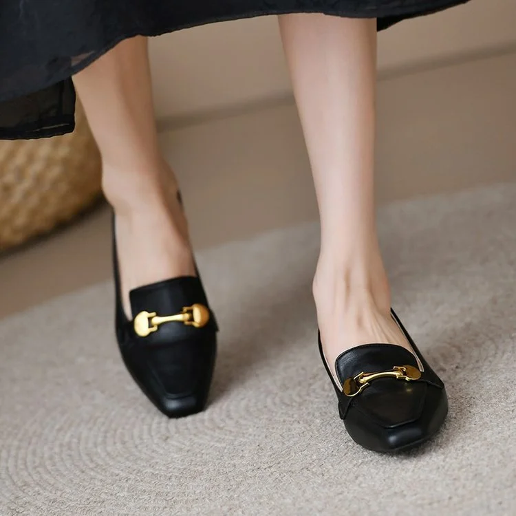 Yyvonne Retro Square Head Single Shoe Heel Thick Heel 2025 Spring And Autumn New Women's Foot Small Leather Shoes Women's Shoes