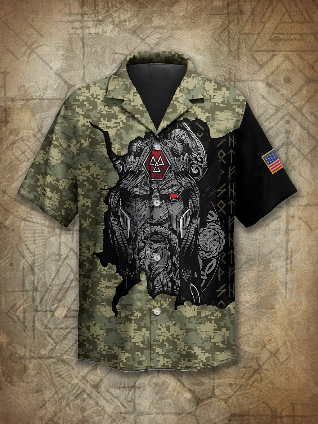Viking Tactical Camo Odin Totem Norse Spirit Power Heritage Hawaiian Shirt / Rvogue / Rvogue