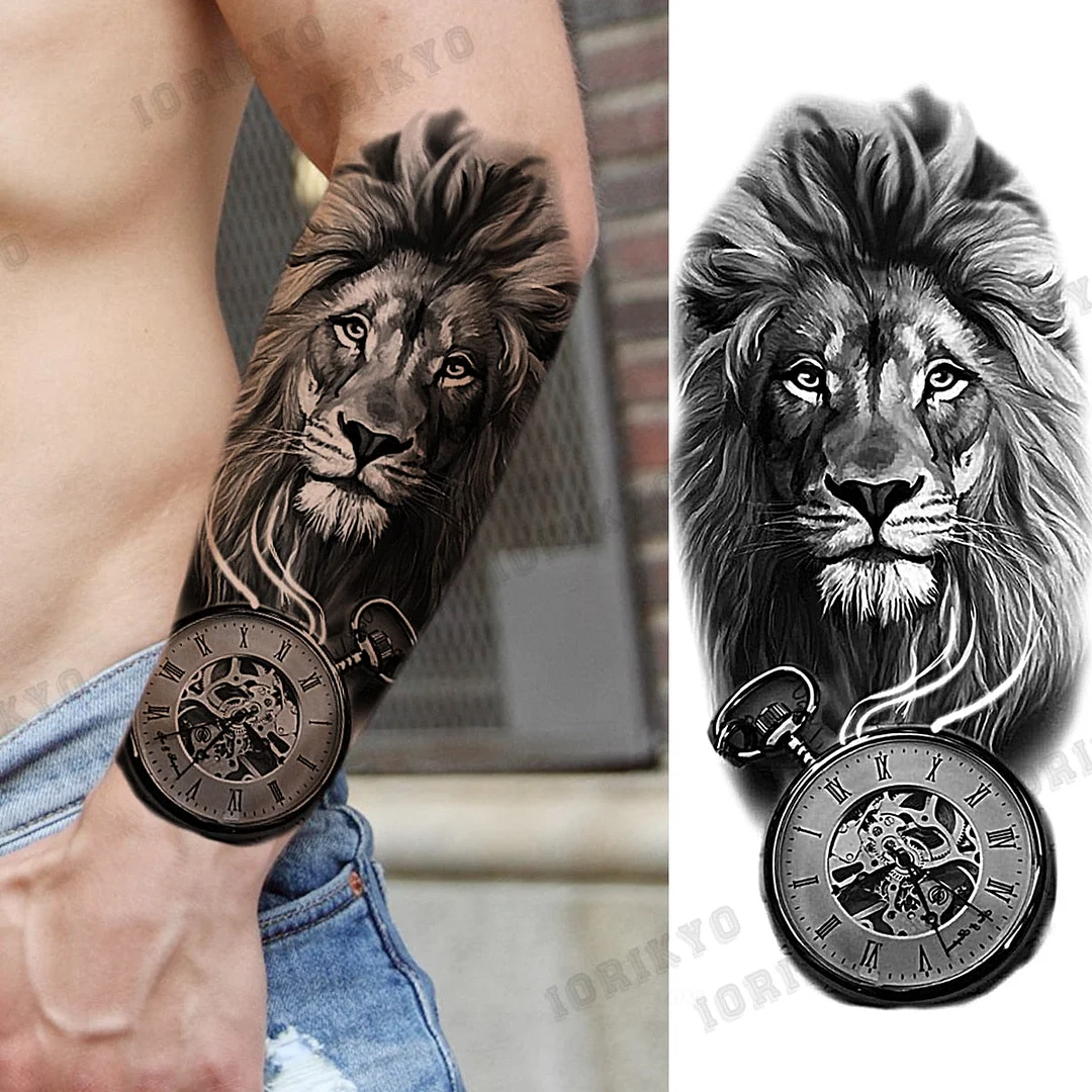 Realistic Devil Skeleton Temporary Tattoos For Men Adult Women Wolf Compass Gangster Fake Tattoo Washable Body Art Tatoo Sticker