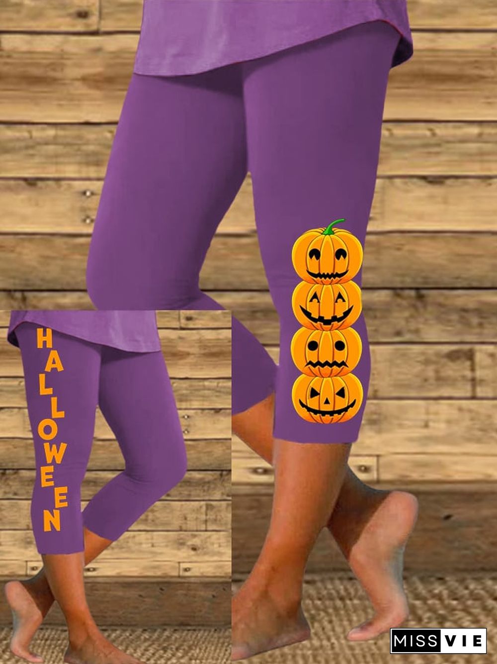 Women's Halloween Pumpkin Print Casual Leggings