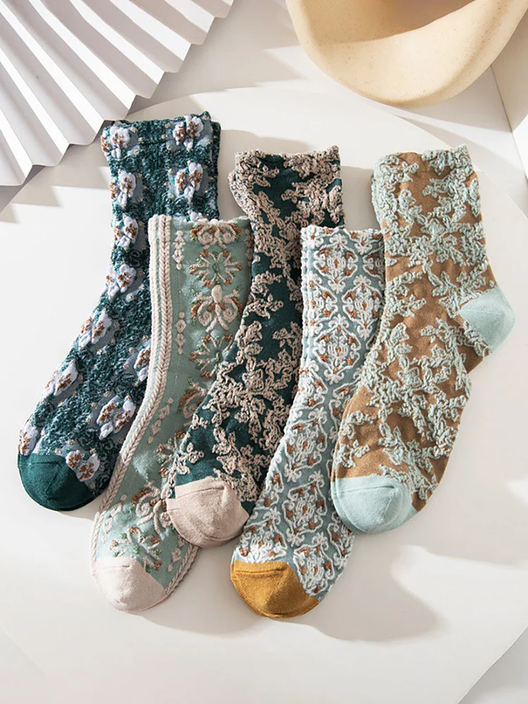 5 Pairs Cotton Women Casual Warm Socks