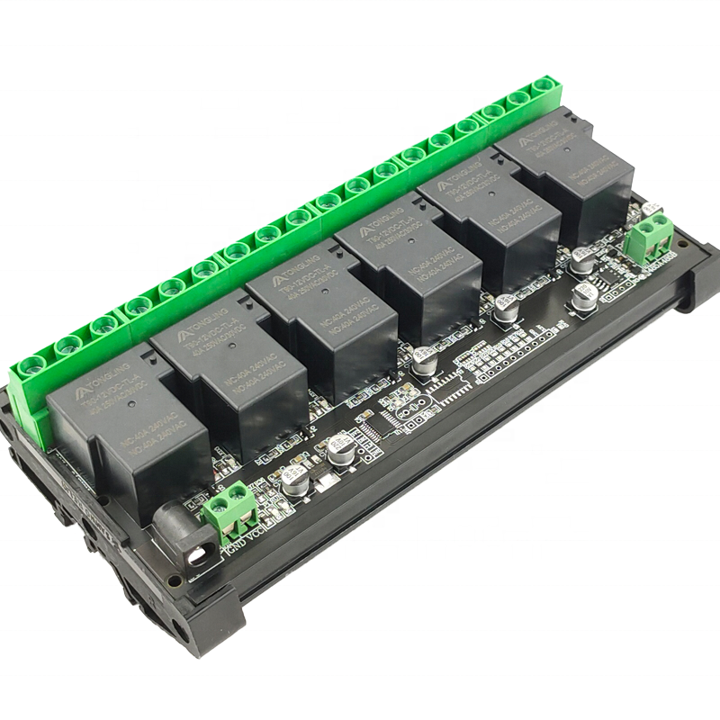 6 Channel Modbus Rtu Prgrammable Relay Industrial Control 8 Input 30A 40A 50A High Power Relay 485 TTL Communication